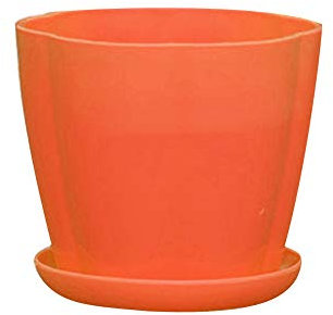 AchidistviQ Pots De Fleurs, Pot De Jardinière En Plastique Avec Soucoupe, Pots De Fleurs Décoratifs Jardinières De Fleurs Pour Plantes Et Fleurs D'intérieur Ourdoor Orange M