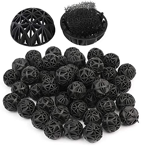 ANCLLO quarium Bio Bälle Biochemische Bälle Aquarium Filter Bio Kugeln Poröse Bio Filterbälle Reduziert Anzahl Wasserwechsel, für Externer Filter, Aquarium, Teich, Fisch Tank usw—Schwarz, (16 mm)
