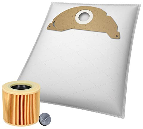 McFilter I 10 Vlies Staubsaugerbeutel kompatibel mit Kärcher A2003, A2004, A2014 CarVac, A2024 PT, A2054 ME, A2064 PT, A2704 PT, Beutel für Staubsauger, Mehrzwecksauger + 1x Patronenfilter KA38