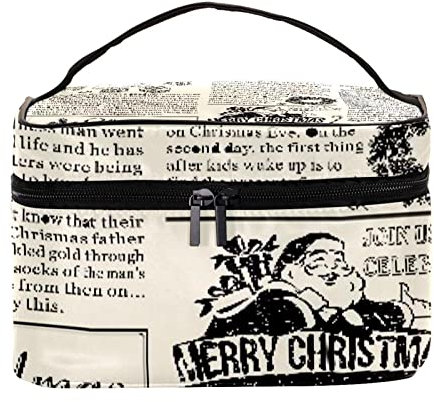 Trousse de maquillage pour femmes et filles, trousse de toilette portative pour Noël, gants de vacances, arbre de Noël, trousse de toilette de voyage, 22.5x15x13.8cm/8.9x5.9x5.4in