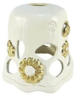 Coppa piatto ricambio lampadario in ceramica realizzato artigianalmente e decorato a mano foglia oro coll. flora