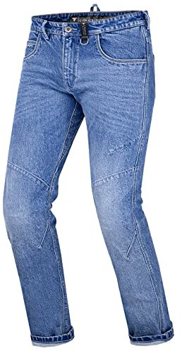 SHIMA Devon Jeans Moto - Pantalones Jeans Elásticos Ventilados Slim Fit Hombres con Refuerzos de FiberQL, Protectores CE de Rodillas y Caderas (Hombre, Azul, 34)