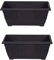 Set Of 2 Venetian Window Box Trough Planter Small 40cm Plastic Flower Plant Pot Black Colour