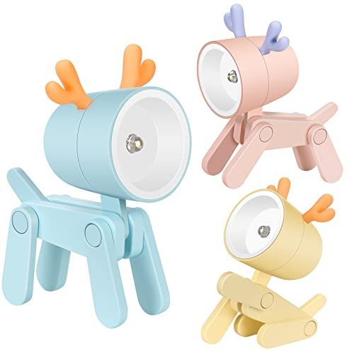Night Light Kids, Cute Animal Desk Lamp with Battery, Portable Adjustable Kawaii Room Decor Cartoon Mini LED DIY Eye-Protection for Home Office College Dorm Room Girls Boys Gift（3pcs）