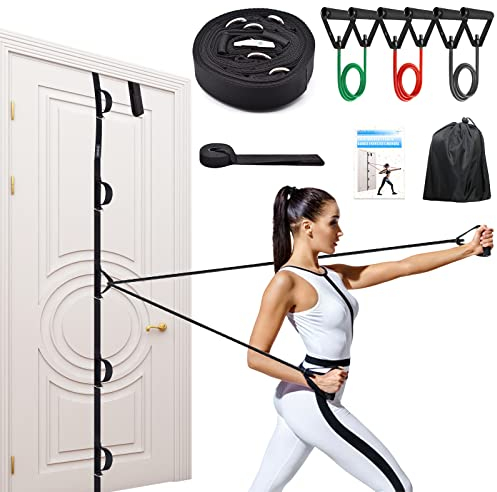 Brebebe Resistance Bands for Physical Therapy, Multi Point Door Anchor Strap for Home Gym Workout, Bands with Handles for Recovery, Stretch, Fitness, Door Workout Accessories, No Tools, No Drilling