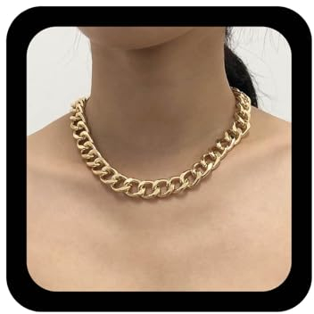Yienate Punk Chunky Choker Halskette Gold Kubanische Gliederkette Dicke Breite Halsketten Büroklammerkette Choker Hip-hop Statement Unisex Halskette Charme Schmuck Für Frauen Mädchen Männer