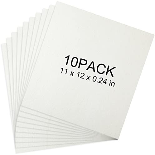 10 Pcs Kiln Paper Ceramic Fiber Paper 11 x 12 x 0.12 in High Temperature Ceramic Temp Gasket Material Paper White Insulation Paper Fireproof Microwave Kiln Papers Sheet for Glass Fusing(0.24 in)