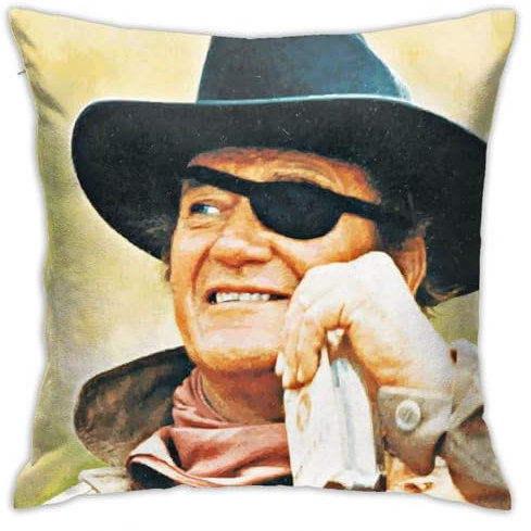 Kissenbezug für John Wayne Vintage Shabby Chic Kissenbezug, quadratisch, Baumwolle, Leinen, Kissenbezug für Sofa, Schlafzimmer, Stuhl, Auto, 45,7 x 45,7 cm