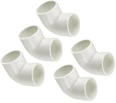 QUARKZMAN 5 Piezas 32mm Interior Diámetro PVC Conector Codo de 90 Grados para Tubería de Agua, DWV Conector de Tubería de Acoplamiento, Kit de Accesorios de Plomería PVC, Blanco
