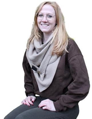 Doppelt genähtes Musselin XXL Dreieckstuch/grauesweiches Halstuch, Tuecherfee Schal, inkl. Verschluss, Damenhalstuch in dunklem Beige,Halstuch, XXL Tuch mit Verschluss, weiches Halstuch
