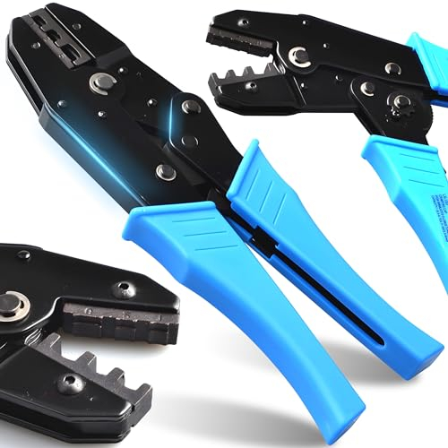 Retoo Pinza crimpatrice per capicorda 0,5~6 mm², pinza per capicorda isolati, cavo solare, pinza crimpatrice per terminali in acciaio, blu