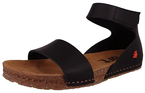 ART 0382 Kreta, flache Sandalen für Damen, Nappa, Schwarz, 40 EU