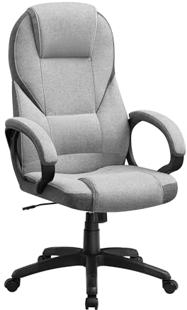 SONGMICS Bürostuhl, Gaming Stuhl, Schreibtischstuhl, ergonomischer Chefsessel, drehbar und höhenverstellbar, Arbeitsstation, mit Rollen, Taubengrau OBG022G01, 7370(112-122) cm