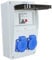 RoadEu - Distribuidor de corriente 230V con 2 enchufes Schuko, detector de luz LED rojo y 1 interruptor C16A. Distribuidor para construcción, con protección IP54. Ideal para obras y exteriores.