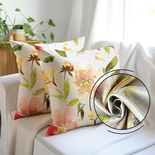 Encasa XO Dekorative Kissenbedeckung 20x20 (50x50 cm) - F1 Sonnenschein - Digital gedrucktes Blumenkissen für Stuhl, Sitz, Bett, Büro und Haus (2)