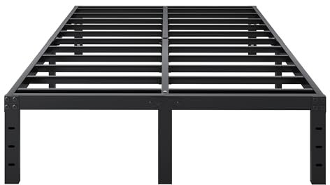 SHLAND Bettrahmen, Queen-Size-Größe, 35,6 cm, strapazierfähig, Metall, Plattform-Bettgestell, kein Boxspringbett erforderlich, Matratzenfundament, Stauraum, kein Lärm, einfache Montage