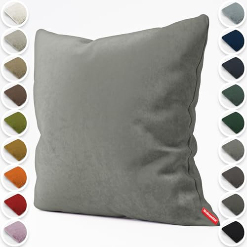 Schuette® Dekorativer Kissenbezug aus Samt mit verdecktem Reißverschluss • Millenium Velvet Kollektion: Umber Gray (Gray) • Knitterfrei • Kuschelweich • Zierkissen • Sofakissen