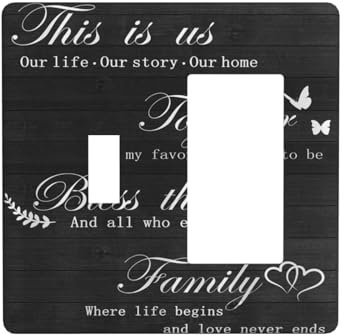 Couvre-interrupteur décoratif en bois noir avec panneau familial à 2 interrupteurs à bascule simple combinaison de plaque murale plaque murale plaque d'interrupteur électrique pour décoration de ferme