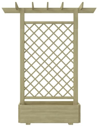 Gecheer Pergola mit Pflanzkasten Rankgitter,Rankhilfe RosenbogenHolz-Pflanzkasten mit Spalier Holz-Pflanzkübel 162 x 56 x 204 cm (L x B x H) für Balkon,Sowie und Terrassen,Verrottungsfest Kiefernholz