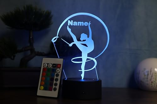 Optechvisual Personalisierte LED Tischlampe mit Turnerin Motiv Geschenkidee Turnerin Tänzerin für Frauen und Mädchen