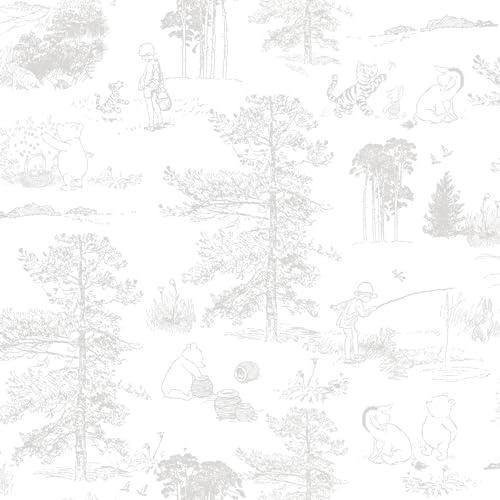 RoomMates Disney Winnie The Pooh Gray Peel and Stick Wallpaper, RMK12623RL