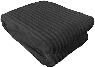 Kuscheldecke in Cord-Optik » Wohndecke 200x150cm » Tagesdecke mit Antipilling-Effekt » warme Couchdecke Farbe Anthrazit
