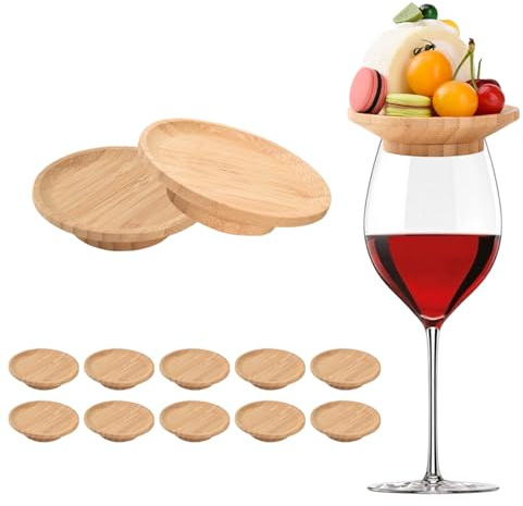 FZMEHL 10 Stück Weinglas Charcuterie Topper, Charcuterie Brett Topper, Weinglas Topper Holz, Wein Vorspeisenteller für Familienfeiern, Restaurants, Bars