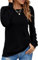 Damen Pullover Lässig Langarmshirt Elegant Herbst Winter Rundhals Sweatshirt Langarm Shirts Loose Plissee Oberteile Schwarz XXL