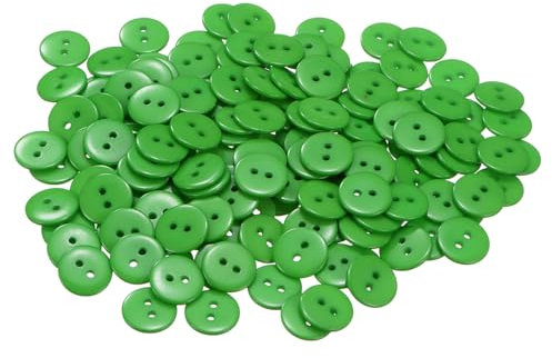 QUARKZMAN 200 Stück Grün Knöpfe 15 mm Große Nähknöpfe 2 Löcher Harz Runde Bastelknöpfe Ersatzknöpfe für Mantel Kleidung Jacke Hemden Blazer DIY Handwerk Scrapbooking Dekoration
