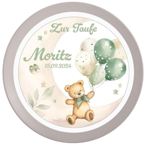 Tortenaufleger Taufe Bär #1 Name & Datum (20cm)