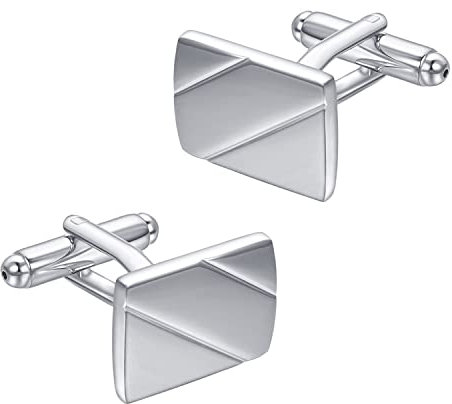Asienice Personalisierte Manschettenknöpfe Silber Herren Rechteckig Edelstahl Hochzeit Manschettenknöpfe