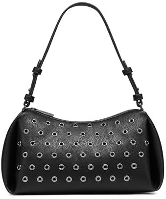 DKNY Damen Remy Printed Shoulder Bag Umhängetasche, schwarz/Gunmetal