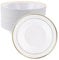 APACALI Pack of 40 Plastic Bowls with Gold Rim, White Plastic Plates Reusable with Gold Rim, 18 cm Plastic Plates, Reusable Party Plates, Gold for Weddings, Parties, Birthdays