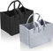 CXNXFD 2 Stück Filztaschen Shopper 30x20x18cm，Faltbare Einkaufstasche mit großem Fassungsvermögen (Schwarz, Grau)