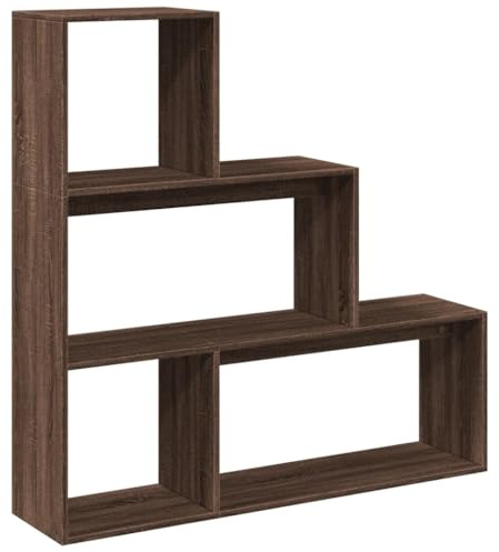 vidaXL Raumteiler Bücherregal 3 Stufen, Standregal Treppenregal für Wohnzimmer Schlafzimmer Büro, Stufenregal Regal, Braun Eichen-Optik Holzwerkstoff