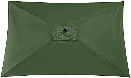 Parasol de terrasse rectangulaire de 3 x 2 m - Vert - 6 bras - Pour extérieur, terrasse, plage, balcon, piscine
