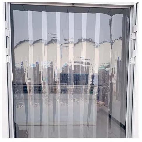 DTVEW PVC Plastic Strip Curtain 1.3mm/0.05 Vinyl Sheer Curtains Bathroom Waterproof Partition Curtain Greenhouse Insulated Door Curtain(1.35x2.8m)