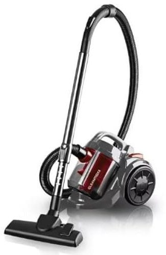 CLEANmaxx Zyklon-Bodenstaubsauger, 800 Watt, schwarz-rot, leistungsstark und kompakt, inkl. Zubehör für vielseitige Reinigung