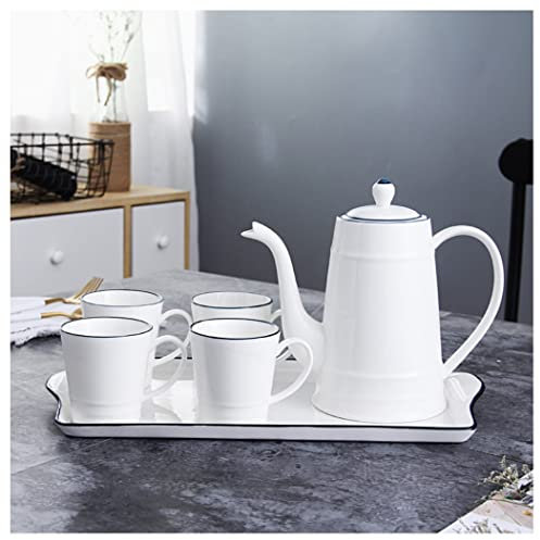 SAGELSHN Teeservice Tee Services Set Keramik-Teetassen-Set Mit Teetablett, Kreatives Keramik-Kaffeetassen-Set, Einfach, Nordisch, Für Zuhause Teeservice für Teeliebhaber(6 Pieces)
