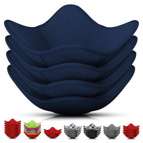 LIBERHAUS Microwave Bowl Holder 4-Pack, Microfiber, 7.5 In (Blue) | Bowl Cozy for Hot Food; Padded Heat-Blocking Layers; for Soup, Pasta, Oatmeal & Reheats; Fits 6.5 In Bowls and 7.1 In Plates