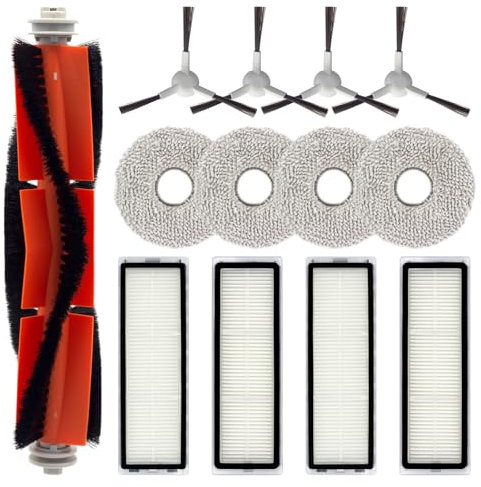 Kit de accesorios compatibles para robot aspirador Xiaomi S10+ / S10 Plus, incluyendo 1 cepillo principal, 4 cepillos laterales, 4 fregonas y 4 filtros