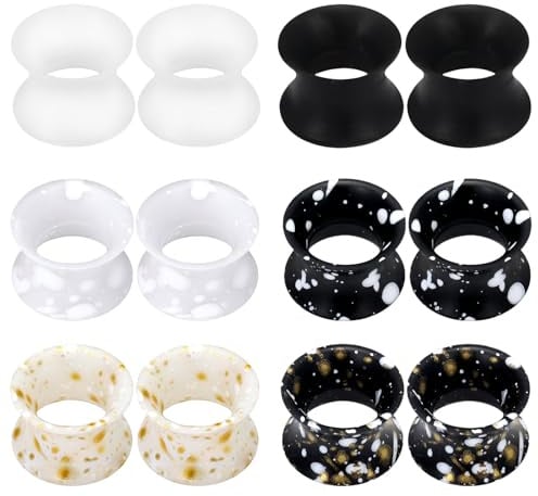 Hernin 6 Pares Tapones Oidos Silicona Tuneles Tapones Orejas Carne Silicona Tapón Túneles Flexible Carne Túnel Flexible Doble Acampanado (Colores mezclados, 10mm)