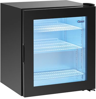 Royal Catering Mini Freezer - 88 L Capacity, 3 Shelves, For Countertops, Triple Layered Hardened Glass, Self-Closing Door, LED Light Illumination, Compact & Tabletop Refrigerator
