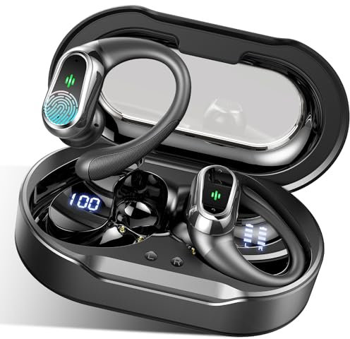 Wireless Earbuds, Bluetooth 5.4 Headphones Sport with 4 ENC Noise Cancelling Mic, 50H Wireless Headphones with Earhooks HiFi Stereo Deep Bass, IP7 Waterproof Bluetooth Earphones for Sport/Gym/Running