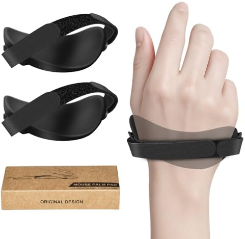 JIKIOU Advanced Ergonomic Right-Handed Gaming Wrist Rest for Mouse 2 Pack | Superior Support for Serious Gamers - Anti-Fatigue, Smooth Glide with the Adjustable Removable & Comfortable Strap, Black