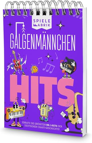 Spielefabrik® GALGENMÄNNCHEN Hits | 60 Nr. 1-Hits aus der Deutschen Chart-Geschichte erraten | Musikquiz/Lieder-Ratespiel für Erwachsene & Jugendliche ab 8 | Reisespiel, Mitbringspiel & Partyspiel