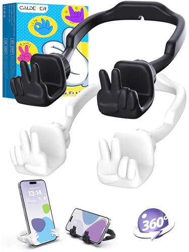 Phone Stand for Desk Stocking Fillers for Teenage Girls Boys Kids Gifts | Phone Holder for Desk Christmas Birthday Gifts for Women Men Adults Wife Presents for Mum Dad Cool Gadgets (Black, White, 2)