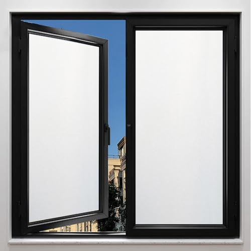 Fensterfolie Blickdicht Milchglasfolie 150 x 200 cm Statisch Folie Sichtschutzfolie Fenster Milchglasfolie für Fenster Innen & Außen, weiß matt