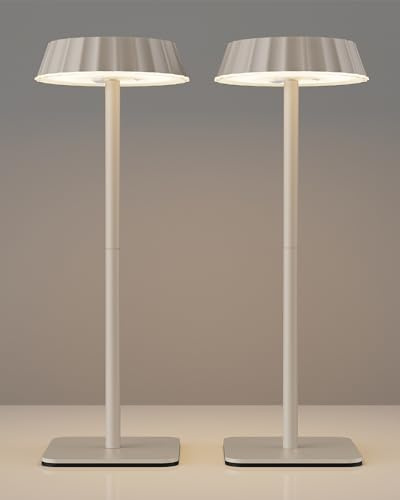 EppieBasic Tischlampe Kabellos Akku 2er-Set: 18W Schnellladung Tischleuchte Akku - 3 Farbtemperaturen Dimmbar - IP65 Wasserdichte für Terrasse Outdoor