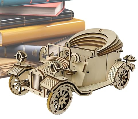 BommFu Kit Puzzle 3D Voiture en Bois, Kit de Construction de Modèle de Véhicule en Bois, Casse-Tête Rétro Collectionnable pour Anniversaire Noël Fêtes Halloween